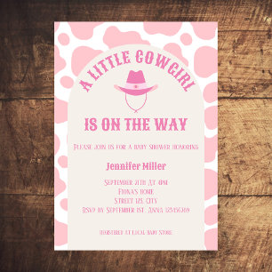 Western Cowgirl Rodeo Rosa Girl Baby Shower Inbjudningar