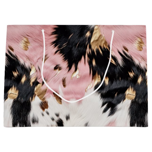 Western Cowgirl Rosa Black White Guld Cowhide (Framsidan)