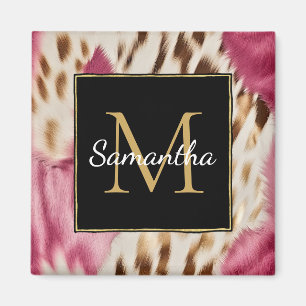 Western Cowgirl Rosa Guld White Cowhide Magnet