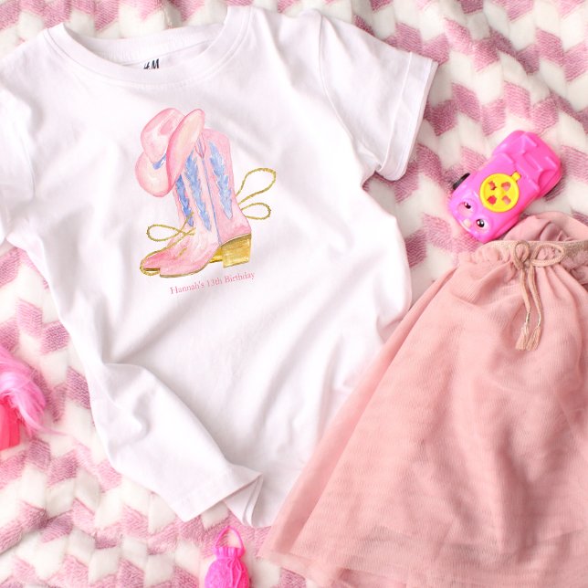 Western Cowgirl Rosa Personlig T Shirt (Skapare uppladdad)