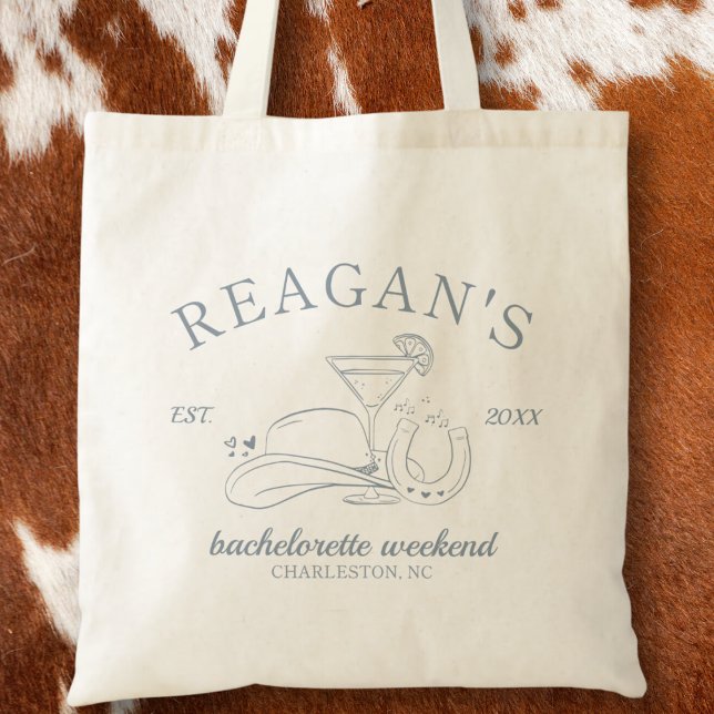 Western Cowgirl Söt Handritad Sjungmösparty Tygkasse (cowgirl western bachelorette party tote bag party favors girls weekend coastal cowgirl disco cowgirl)