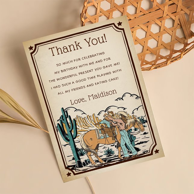 Western Cowgrirl-Födelsedagsfest - tackkort Inbjudningar (Skapare uppladdad)