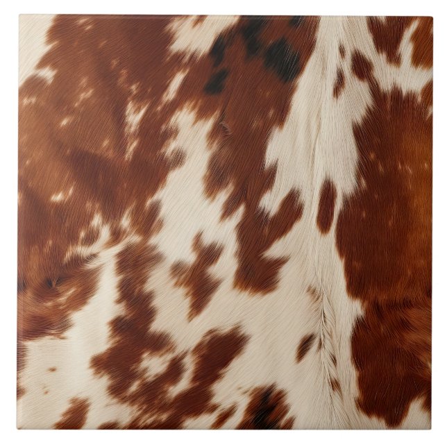 Western Cream Brown Black Cowhide Kakelplatta (Framsidan)
