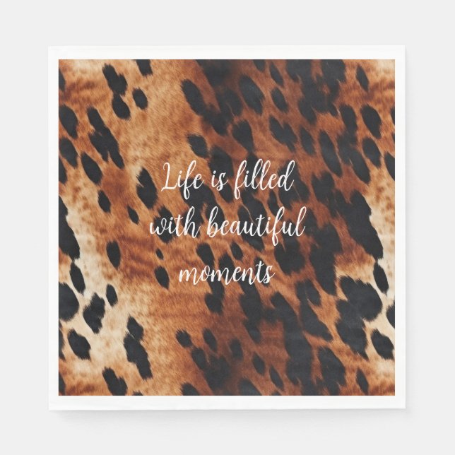 Western Cream Brown Black Cowhide Pappersservett (Framsidan)