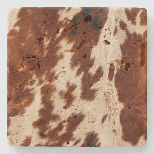 Western Cream Brown Black Cowhide Stenunderlägg (Framsidan)