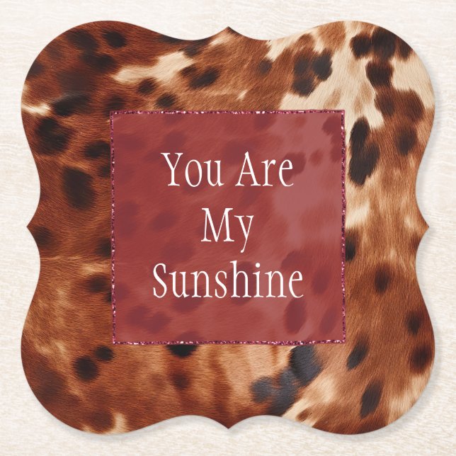 Western Cream Spoted Brown Black Cowhide Underlägg Papper (Framsida)