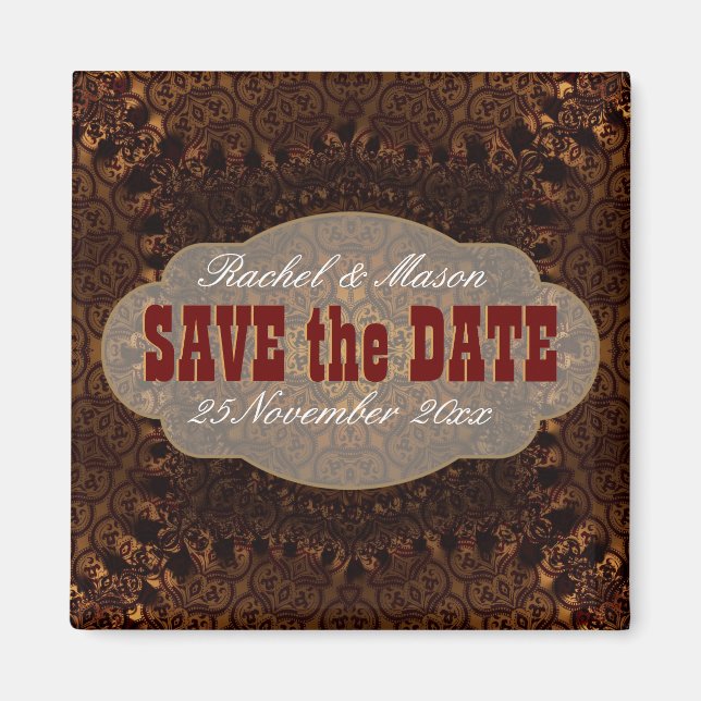 Western Damask Charm Spara datum Magnet (Framsidan)