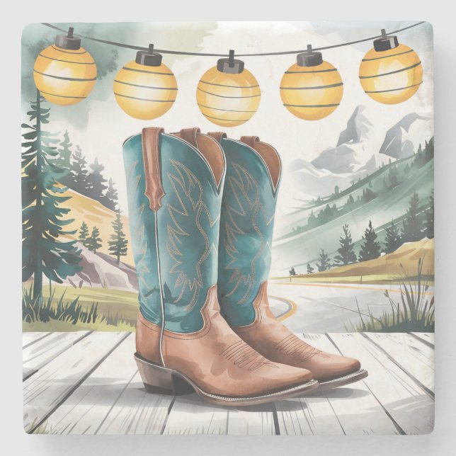 Western Decor Rustic Trails Cowboy Boots Stenunderlägg (Framsidan)