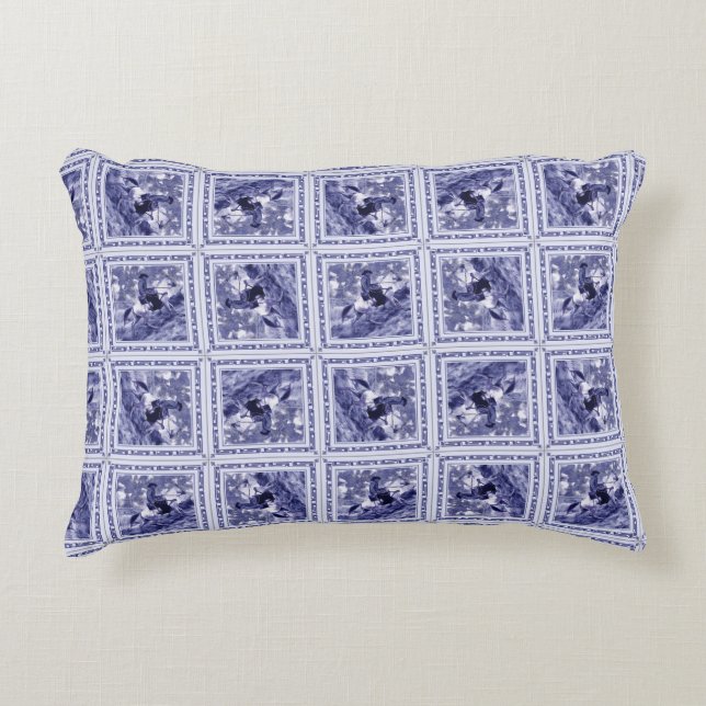 Western Denim Blue Delft Tile  Prydnadskudde (Framsidan)