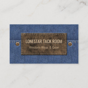 Western Denim Blue Leather Märkre Land Business Visitkort