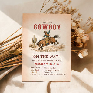 Western Desert Cowboy Babyfirande Inbjudningar
