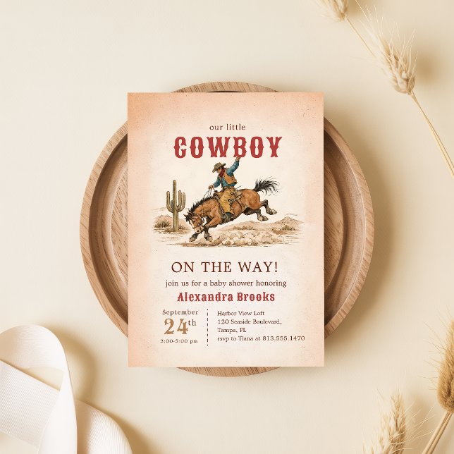 Western Desert Cowboy Babyfirande Inbjudningar (Skapare uppladdad)