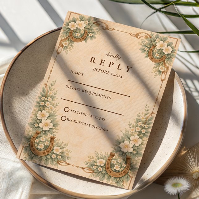 Western Desert Horseshoe Floral Wedding OSA Kort (Skapare uppladdad)