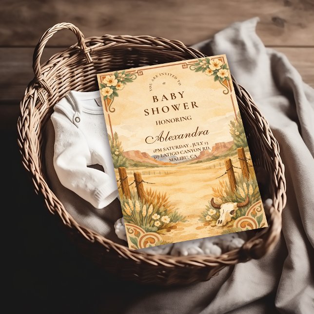 Western Desert Wildflower Baby Shower Inbjudningar (Skapare uppladdad)