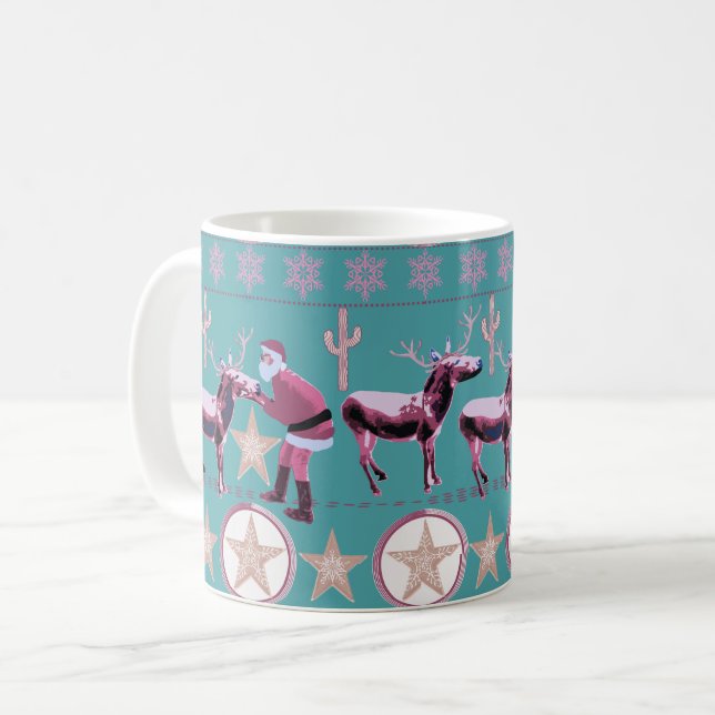 Western Donkey Christmas Gingerbread Texas Star Kaffemugg (Framsida vänster)