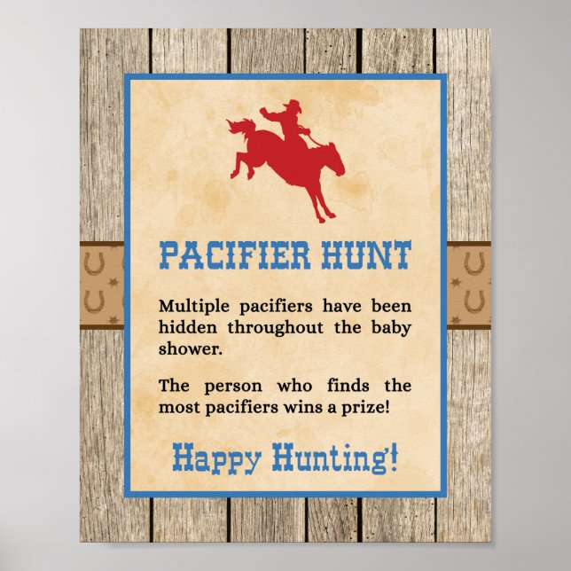 Western dusch för nappar Hunt Game Sign Cowboy Poster (Framsidan)