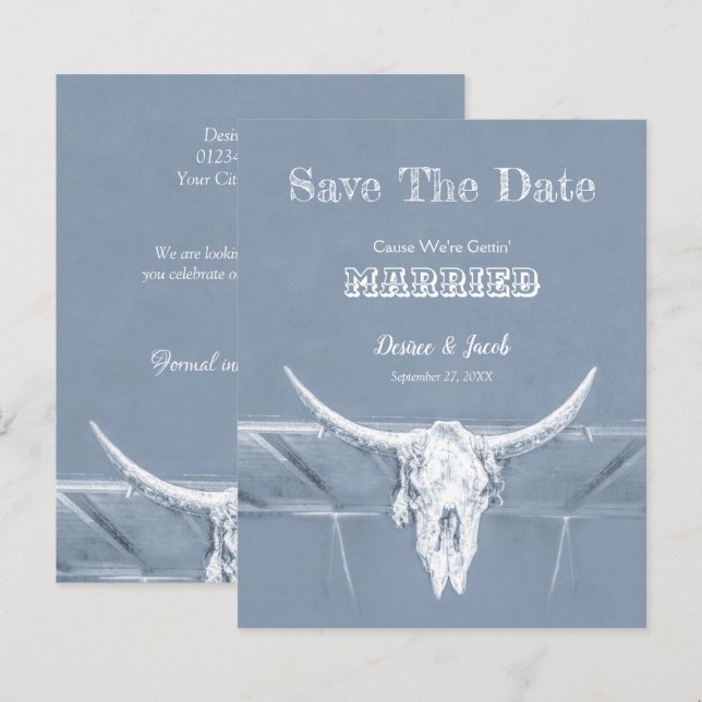 Western Dusty Blue White Rustic Distress Budget (Fram/baksida)