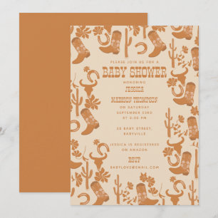 Western Earth Tone Land Boots Baby Shower Inbjudningar