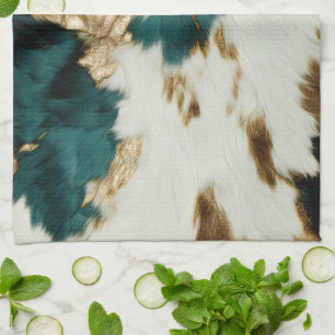 Western Emerald Guld White Cowhide Kökshandduk