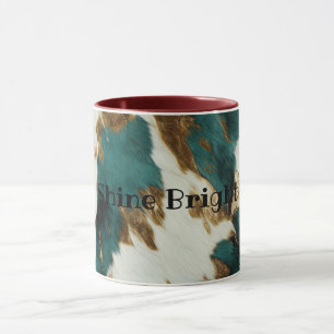 Western Emerald Guld White Cowhide Mugg