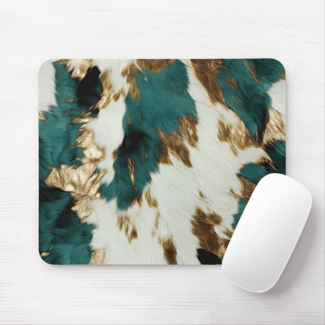 Western Emerald Guld White Cowhide Musmatta (Med mus)