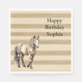 Western Farm Cream Rand Horse Birthday Pappersservett