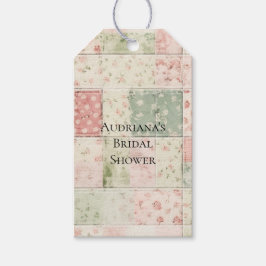 Western Farm Mint Rosa Blommiga Quiltmönster Presentetikett