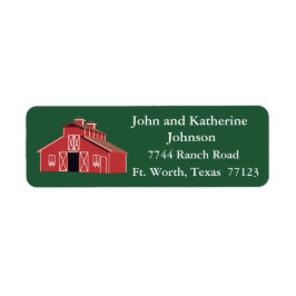 Western Farm Ranch Red Barn Returadress Etikett