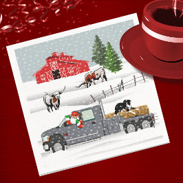 Western Farm Ranch Santa Cattle and Hund Pappersservett