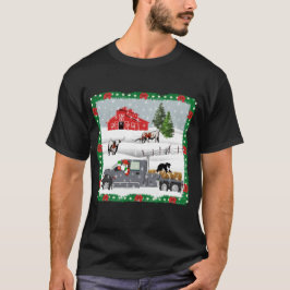 Western Farm Ranch Santa Cattle and Hund T Shirt