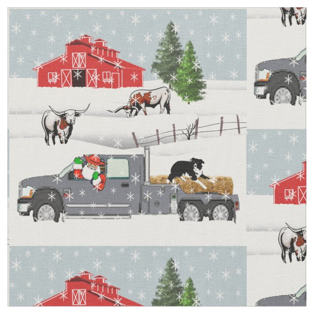 Western Farm Ranch Santa Cattle and Hund Tyg (Närbild)