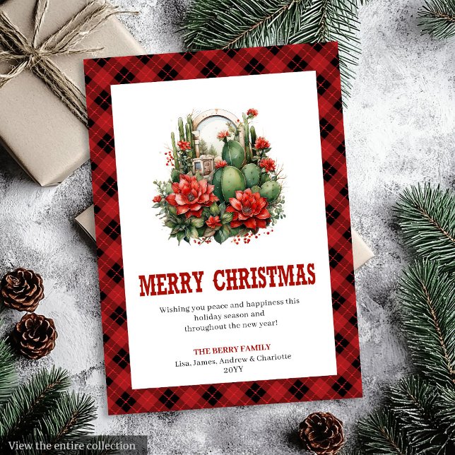 Western Farmhouse Buffalo Holiday Greeting Julkort (Western Farmhouse Buffalo Holiday Greeting)
