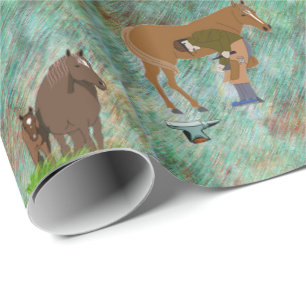 Western Farrier Horseshoer med hästar Presentpapper