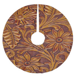 Western Faux bearbetad lädertryckbrunt 2 Julgransmatta Borstad Polyester