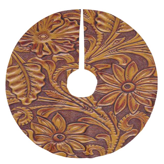 Western Faux bearbetad lädertryckbrunt 2 Julgransmatta Borstad Polyester (Framsidan)