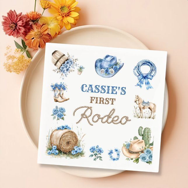 Western First Rodeo Cowboy Birthday Napkins Pappersservett (Skapare uppladdad)