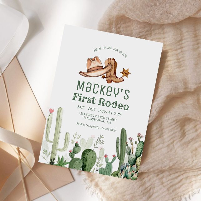 Western First Rodeo CowboyFödelsedagsfest Inbjudningar (Skapare uppladdad)