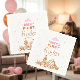 Western First Rodeo Cowgirl 1st Birthday Pappersservett