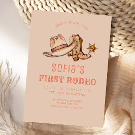 Western First Rodeo Cowgirl Rosa Födelsedagsfest Inbjudningar
