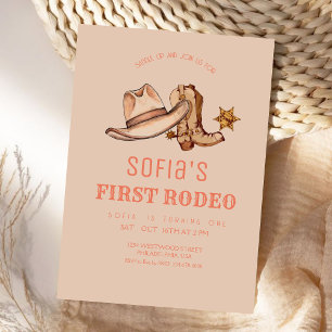 Western First Rodeo Cowgirl Rosa Födelsedagsfest Inbjudningar
