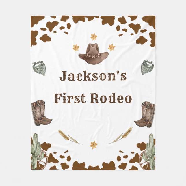 Western First Rodeo-Födelsedagsfest Fleecefilt (Framsidan)