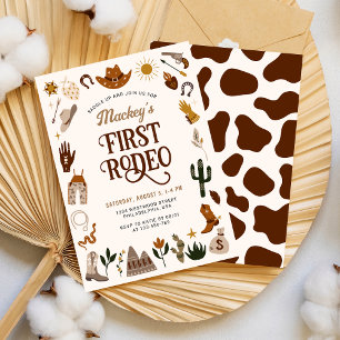 Western First Rodeo Vilda western Cowboy Birthday Inbjudningar