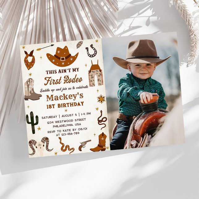Western First Rodeo Vilda western Cowboy Birthday Inbjudningar (Skapare uppladdad)