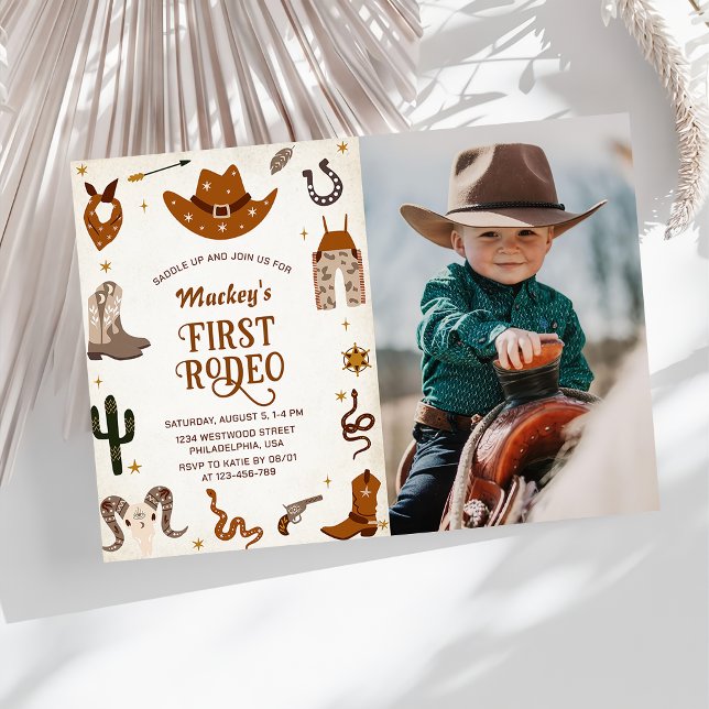 Western First Rodeo Vilda western Cowboy Birthday Inbjudningar (Skapare uppladdad)