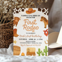 Western First Rodeo Vilda western Cowboy Birthday