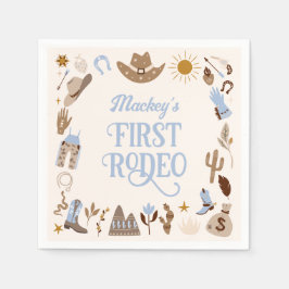 Western First Rodeo Vilda western Cowboy Blue Birt Pappersservett