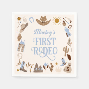 Western First Rodeo Vilda western Cowboy Blue Birt Pappersservett