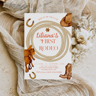 Western First Rodeo Vilda western Cowboys Rosa Bir Inbjudningar