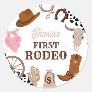 Western First Rodeo Vilda western Girl First Birth Runt Klistermärke