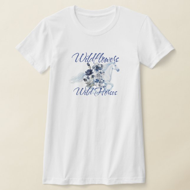 Western Flowers Horses  T Shirt (Laydown)